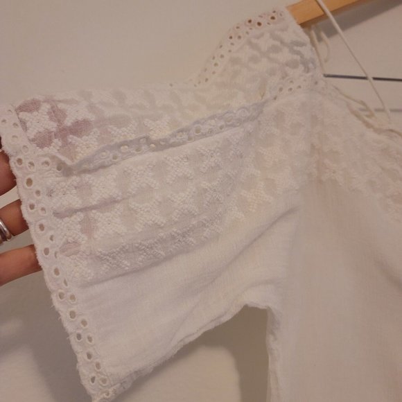 Zara Womens Size XS White Cotton Eyelet Embroidered Gauze Mini Dress Boho Beach - Picture 2 of 12